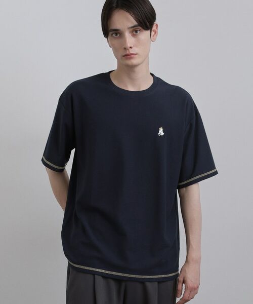 tk.TAKEO KIKUCHI / ティーケー タケオキクチ Tシャツ | ゴーストワンポイントTシャツ(ネイビー(094))