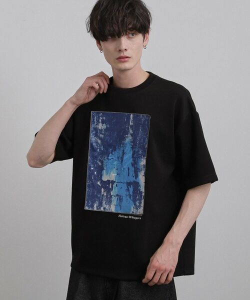 tk.TAKEO KIKUCHI / ティーケー タケオキクチ Tシャツ | コンシールドエンブロTシャツ（ブラック(019)）