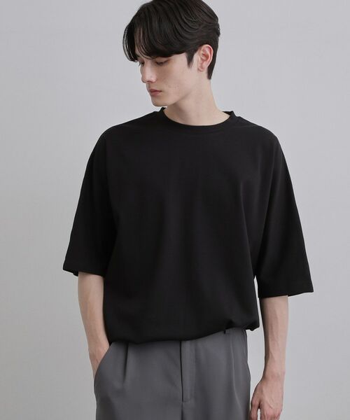 tk.TAKEO KIKUCHI / ティーケー タケオキクチ Tシャツ | 【汗シミ防止／UVカット】sweat stain proof series ドルマンTシャツ（ブラック(019)）