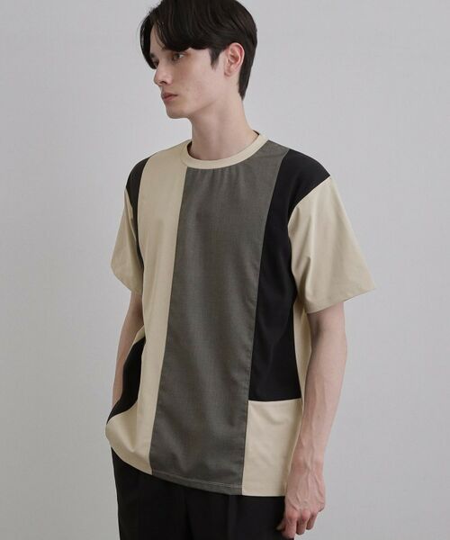 tk.TAKEO KIKUCHI / ティーケー タケオキクチ Tシャツ | 異素材切替Tシャツ（グレージュ(550)）