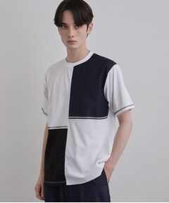 tk.TAKEO KIKUCHI / ティーケー タケオキクチ Tシャツ | 異素材ブロック切替Tシャツ