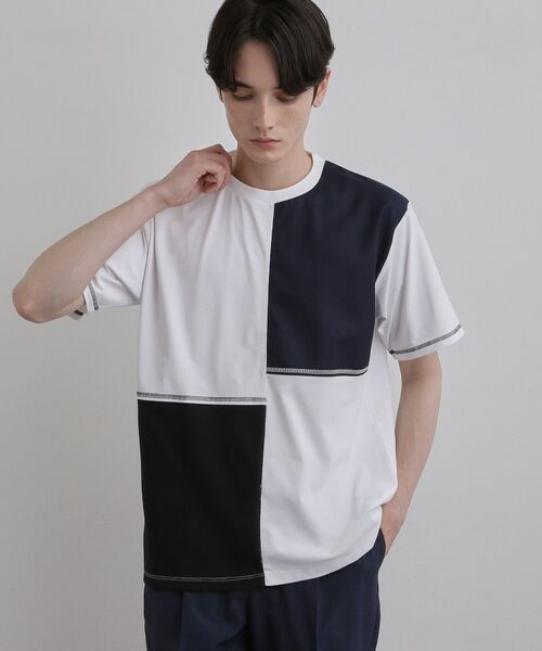 tk.TAKEO KIKUCHI / ティーケー タケオキクチ Tシャツ | 異素材ブロック切替Tシャツ | 詳細1