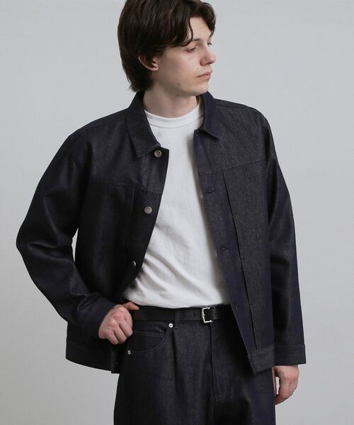 tk.TAKEO KIKUCHI / ティーケー タケオキクチ レザーブルゾン・ジャケット | 【色褪せしにくいデニム】Comfy Fadeless Denim Seriesデニムブルゾン（ネイビー(094)）