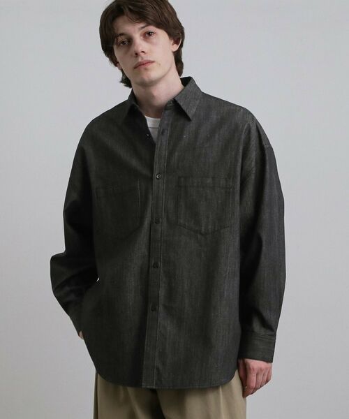 tk.TAKEO KIKUCHI / ティーケー タケオキクチ シャツ・ブラウス | 【色褪せしにくいデニム】Comfy Fadeless Denim Seriesデニムシャツ（ブラック(019)）