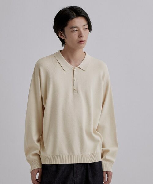 tk.TAKEO KIKUCHI / ティーケー タケオキクチ ニット・セーター | CARE FREE KNITポロシャツ(オフホワイト(003))