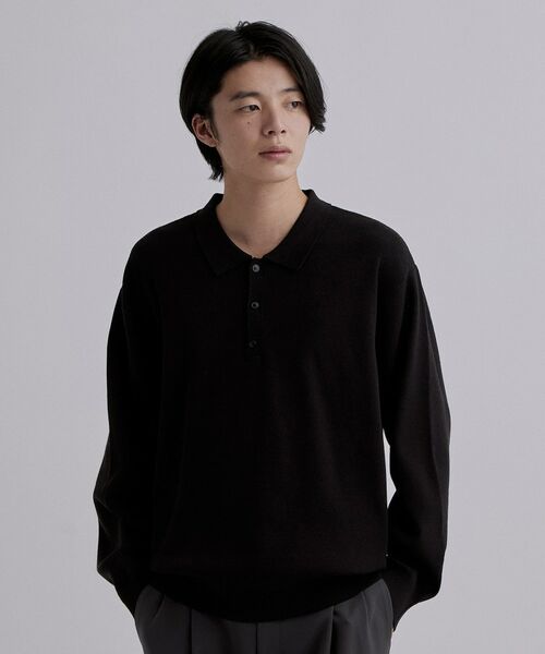 tk.TAKEO KIKUCHI / ティーケー タケオキクチ ニット・セーター | CARE FREE KNITポロシャツ(ブラック(019))