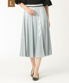 TO BE CHIC (大きいサイズ) / トゥー ビー シック (オオキイサイズ) ロング・マキシ丈スカート | 【L】レザーライクタフタ プリーツスカート