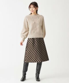 TO BE CHIC (大きいサイズ) / トゥー ビー シック (オオキイサイズ) ロング・マキシ丈スカート | 【L】モールドットジャカード スカート