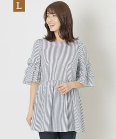 TO BE CHIC (大きいサイズ) / トゥー ビー シック (オオキイサイズ) その他トップス | 【L】カラミストライプ チュニックブラウス
