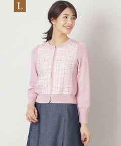 TO BE CHIC (大きいサイズ) / トゥー ビー シック (オオキイサイズ) ブルゾン | 【L】レインボーツイードコンビ ニットブルゾン