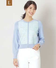 TO BE CHIC (大きいサイズ) / トゥー ビー シック (オオキイサイズ) ブルゾン | 【L】レインボーツイードコンビ ニットブルゾン