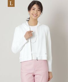 TO BE CHIC (大きいサイズ) / トゥー ビー シック (オオキイサイズ) ブルゾン | 【L】レーヨンナイロン フリルフーディー ニット