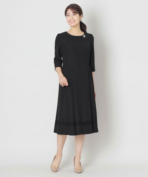 TO BE CHIC (大きいサイズ) / トゥー ビー シック (オオキイサイズ) ロング・マキシ丈ワンピース | 【L】ヘムボーダーレース ワンピース | 詳細1