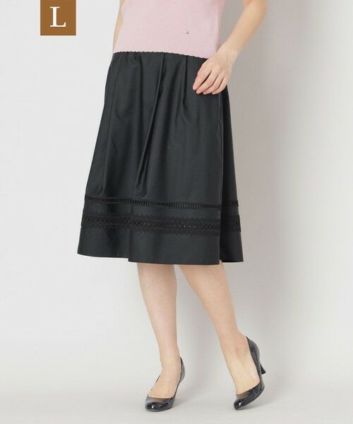 TO BE CHIC (大きいサイズ)/トゥー ビー シック (オオキイサイズ) 【L】ヘムボーダーレース スカート ブラック 46 TO BE CHIC (大きいサイズ)/トゥー ビー シック (オオキイサイズ) 【L】ヘムボーダーレース スカート ブラック 46