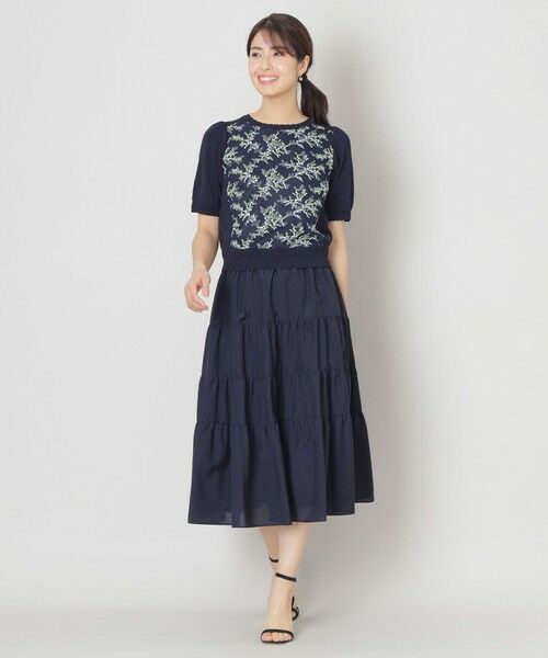 TO BE CHIC (大きいサイズ) / トゥー ビー シック (オオキイサイズ) ロング・マキシ丈スカート | 【L】ブライトクロス ティアードスカート | 詳細1