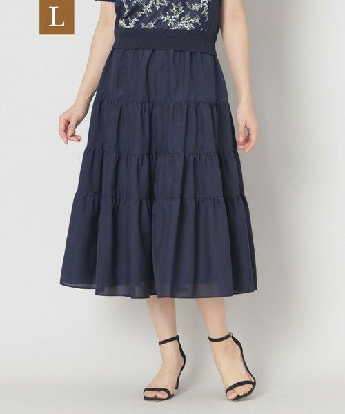 TO BE CHIC (大きいサイズ)/トゥー ビー シック (オオキイサイズ) 【L】ブライトクロス ティアードスカート ネイビー 46 TO BE CHIC (大きいサイズ)/トゥー ビー シック (オオキイサイズ) 【L】ブライトクロス ティアードスカート ネイビー 46