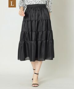 TO BE CHIC (大きいサイズ) / トゥー ビー シック (オオキイサイズ) ロング・マキシ丈スカート | 【L】ブライトサテンティアード スカート