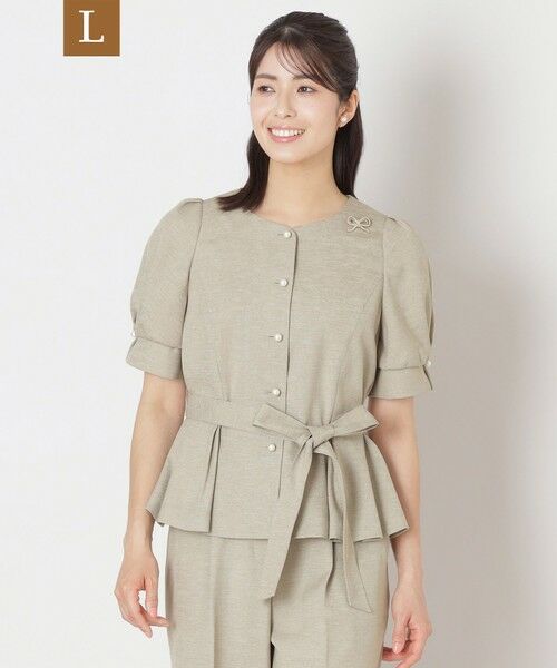 TO BE CHIC (大きいサイズ)/トゥー ビー シック (オオキイサイズ) 【L】リネンライク ブラウスジャケット ベージュ 44 TO BE CHIC (大きいサイズ)/トゥー ビー シック (オオキイサイズ) 【L】リネンライク ブラウスジャケット ベージュ 44