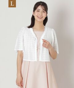 TO BE CHIC (大きいサイズ) / トゥー ビー シック (オオキイサイズ) ブルゾン | 【L】フラワー刺しゅうコンビ ボレロ