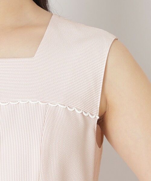 TO BE CHIC (大きいサイズ) / トゥー ビー シック (オオキイサイズ) ロング・マキシ丈ワンピース | 【L】シアサッカー ストライプワンピース | 詳細6