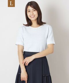 TO BE CHIC (大きいサイズ) / トゥー ビー シック (オオキイサイズ) その他トップス | 【L】ふくれジャカード ボーダーニット