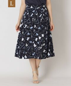 TO BE CHIC (大きいサイズ) / トゥー ビー シック (オオキイサイズ) ロング・マキシ丈スカート | 【L】セイルプリント タックスカート