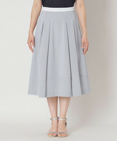 TO BE CHIC (大きいサイズ) / トゥー ビー シック (オオキイサイズ) ロング・マキシ丈スカート | 【L】シアサッカー ストライプスカート | 詳細4