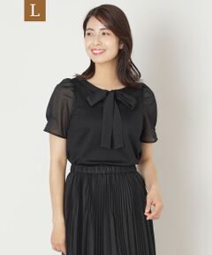 TO BE CHIC (大きいサイズ) / トゥー ビー シック (オオキイサイズ) その他トップス | 【L】リボンネック スリーブコンビカットソー