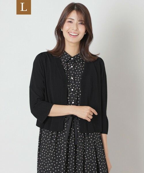 TO BE CHIC (大きいサイズ)/トゥー ビー シック (オオキイサイズ) 【L】透かし編み ショートボレロ ブラック 44