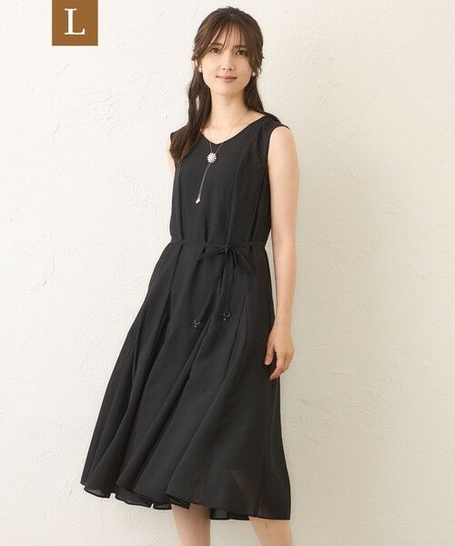 TO BE CHIC (大きいサイズ)/トゥー ビー シック (オオキイサイズ) 【L】ボイルワッシャー ノースリーブドレス ブラック 46 TO BE CHIC (大きいサイズ)/トゥー ビー シック (オオキイサイズ) 【L】ボイルワッシャー ノースリーブドレス ブラック 46