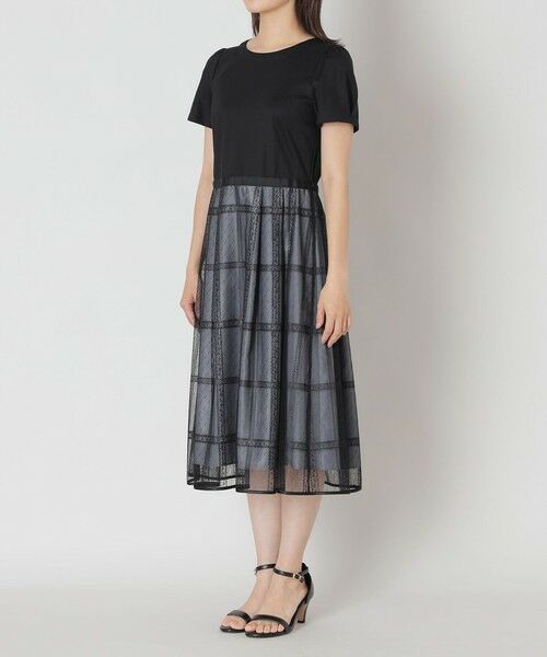 TO BE CHIC (大きいサイズ) / トゥー ビー シック (オオキイサイズ) ロング・マキシ丈ワンピース | 【L】チュールチェック ドッキングワンピース | 詳細4