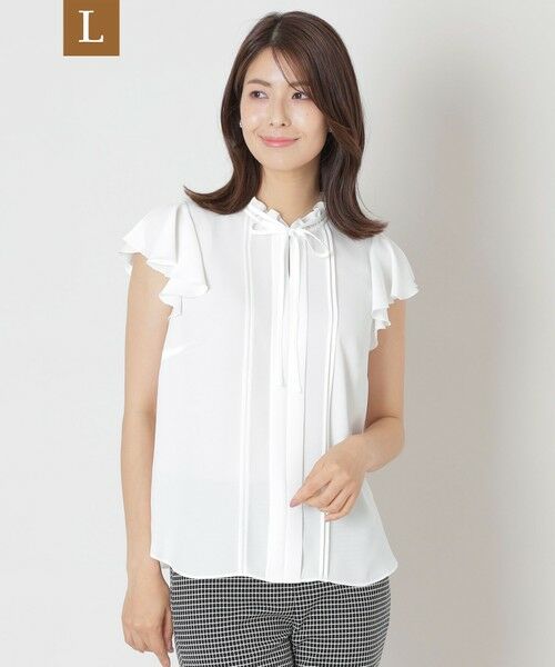 TO BE CHIC (大きいサイズ)/トゥー ビー シック (オオキイサイズ) 【L】ノースリーブ フリルブラウス オフホワイト 46 TO BE CHIC (大きいサイズ)/トゥー ビー シック (オオキイサイズ) 【L】ノースリーブ フリルブラウス オフホワイト 46