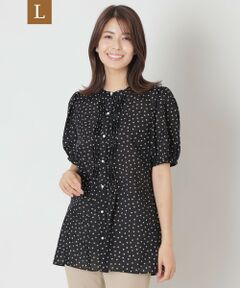 【L】ランダムドット ピンタックブラウス