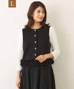 TO BE CHIC (大きいサイズ) / トゥー ビー シック (オオキイサイズ) テーラードジャケット | 【L】マットストレッチダンボール ショートジレ