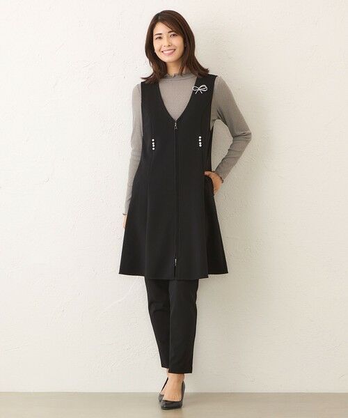 TO BE CHIC (大きいサイズ) / トゥー ビー シック (オオキイサイズ) テーラードジャケット | 【L】マットストレッチダンボール ロングジレ | 詳細1