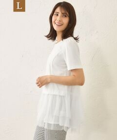 TO BE CHIC (大きいサイズ) / トゥー ビー シック (オオキイサイズ) その他トップス | 【L】チュールネットコンビ チュニック
