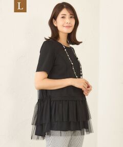 TO BE CHIC (大きいサイズ) / トゥー ビー シック (オオキイサイズ) その他トップス | 【L】チュールネットコンビ チュニック