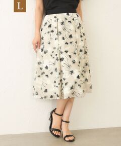 TO BE CHIC (大きいサイズ) / トゥー ビー シック (オオキイサイズ) ロング・マキシ丈スカート | 【L】ダブルフラワープリント タックスカート