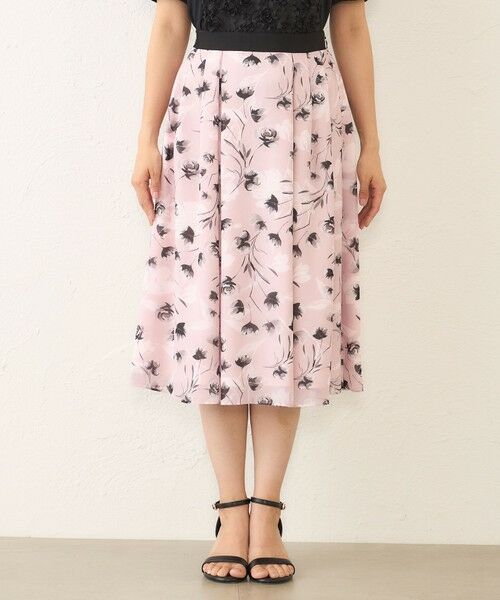 TO BE CHIC (大きいサイズ) / トゥー ビー シック (オオキイサイズ) ロング・マキシ丈スカート | 【L】ダブルフラワープリント タックスカート | 詳細4