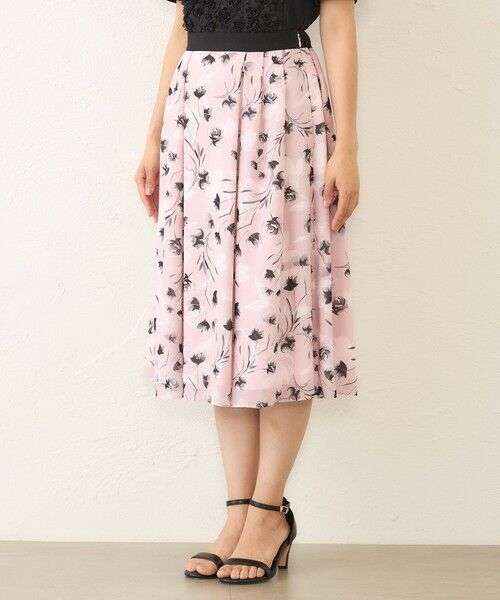 TO BE CHIC (大きいサイズ) / トゥー ビー シック (オオキイサイズ) ロング・マキシ丈スカート | 【L】ダブルフラワープリント タックスカート | 詳細5