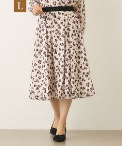 TO BE CHIC (大きいサイズ) / トゥー ビー シック (オオキイサイズ) ロング・マキシ丈スカート | 【L】アニマルフラワー タックフレアスカート