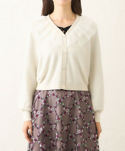 TO BE CHIC (大きいサイズ) / トゥー ビー シック (オオキイサイズ) ブルゾン | 【L】チュールケープカラー カーディガン | 詳細3