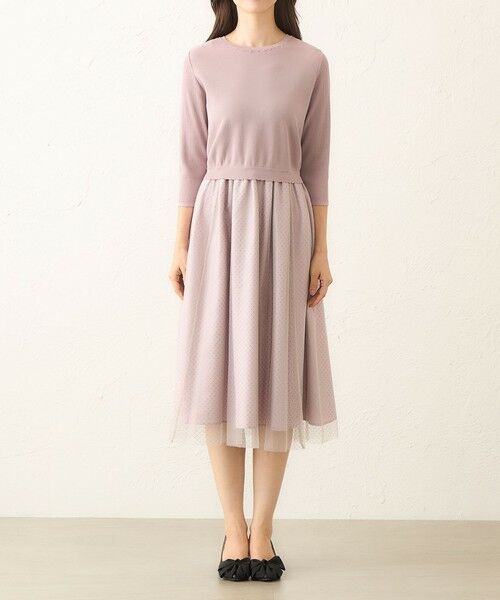 TO BE CHIC (大きいサイズ) / トゥー ビー シック (オオキイサイズ) ロング・マキシ丈ワンピース | 【L】ニットコンビ チュールワンピース | 詳細6