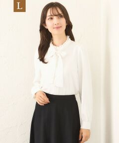 TO BE CHIC (大きいサイズ) / トゥー ビー シック (オオキイサイズ) その他トップス | 【L】バックサテンジョーゼット ネックフリルブラウス