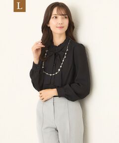 TO BE CHIC (大きいサイズ) / トゥー ビー シック (オオキイサイズ) その他トップス | 【L】バックサテンジョーゼット ネックフリルブラウス