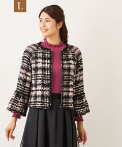 TO BE CHIC (大きいサイズ) / トゥー ビー シック (オオキイサイズ) テーラードジャケット | 【L】ファンシーツイード ノーカラージャケット