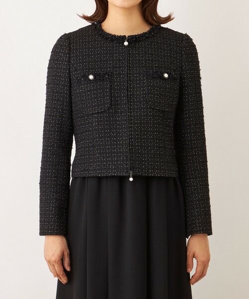 TO BE CHIC (大きいサイズ) / トゥー ビー シック (オオキイサイズ) テーラードジャケット | 【L】リボンニットファンシー ノーカラージャケット | 詳細3