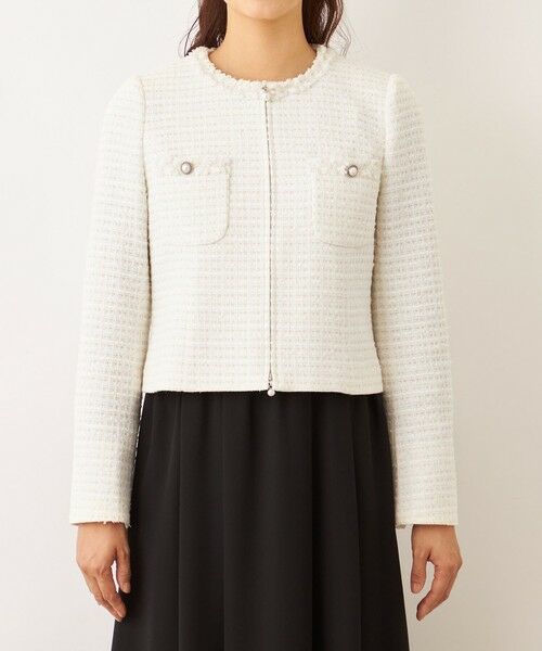 TO BE CHIC (大きいサイズ) / トゥー ビー シック (オオキイサイズ) テーラードジャケット | 【L】リボンニットファンシー ノーカラージャケット | 詳細3