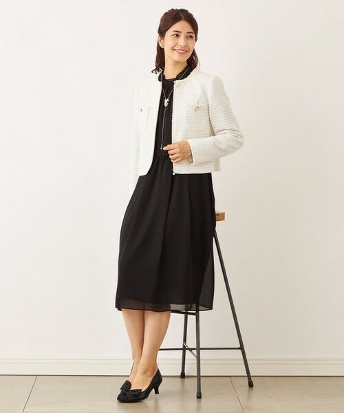 TO BE CHIC (大きいサイズ) / トゥー ビー シック (オオキイサイズ) テーラードジャケット | 【L】リボンニットファンシー ノーカラージャケット | 詳細1