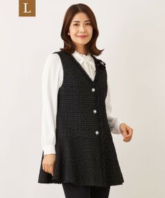 TO BE CHIC (大きいサイズ) / トゥー ビー シック (オオキイサイズ) テーラードジャケット | 【L】リボンニットファンシー ロングジレ